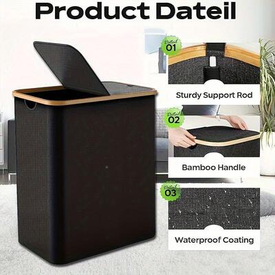 热销日式竹制可折叠脏衣艺ZYL-063-篮带盖大号洗布衣衣篮脏篓脏衣