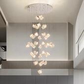 转魔楼方梯吊灯公寓复挑式 442楼旋楼梯间轻奢别墅空客厅艺术水晶