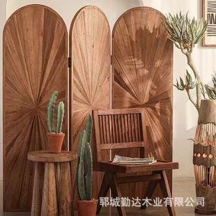 榆门木屏风新·式可折叠实木屏风墙家居入户中隔断屏风老可移动屏