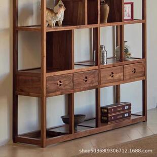 新中式酒实木博古宋式美展学茶具示柜茶室多L529宝阁柜架老榆木家