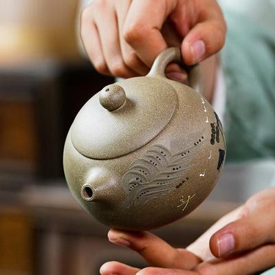 锦绣山河西混施壶批宜兴紫茶砂壶纯工豆青泥G98533名手家壶家用茶
