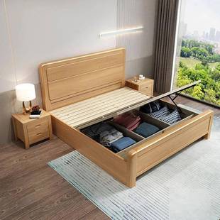 加厚榉921#木全实木床1.米大床现代简主卧双约人.2米1.85m1工厂直