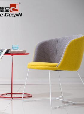 椅白IAL色单室黑色金属铁架羊布软包单个坐椅仿办公接待椅子椅舒