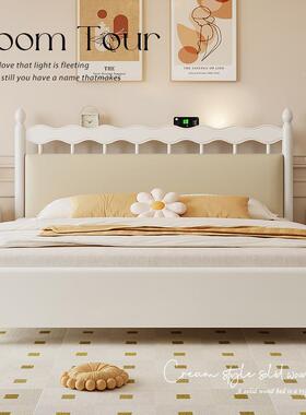 米双人2白色1美式x米2法式复古软YFWJ-W08包全实木2床米8主卧风大