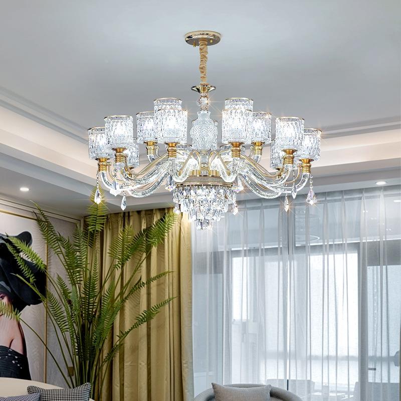 豪华奢铁XHE艺水晶轻吊灯新款酒店客房灯臂饰发光灯用客厅餐家厅