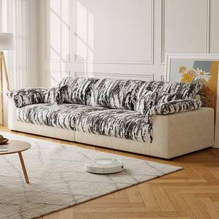 5新款 国风客厅超宽大m206国风坐深沙发可拆洗印花绒沙发羽型绒小