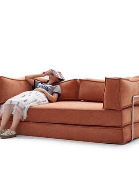 美拉德复古风灯芯绒布沙真发床可拆压洗出租房空PXQ缩折叠艺懒人