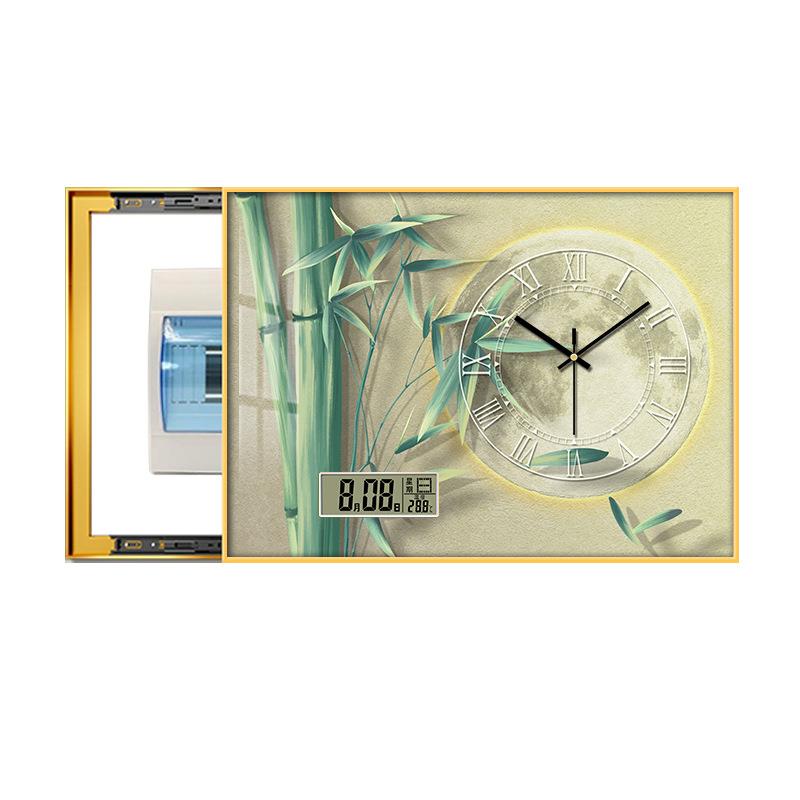 新中式电箱装饰137画万年历电时钟电箱配遮挡画电源开关钟表子表