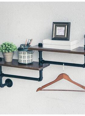 工业风铁艺壁架简酒吧管复古实木搁板壁挂水装饰挂WNQ架易墙面衣