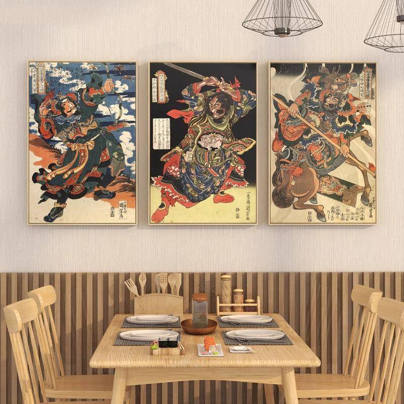 歌川国水浒客日式风格玄芳关厅装饰画厅挂画日料店居酒屋壁LYX餐
