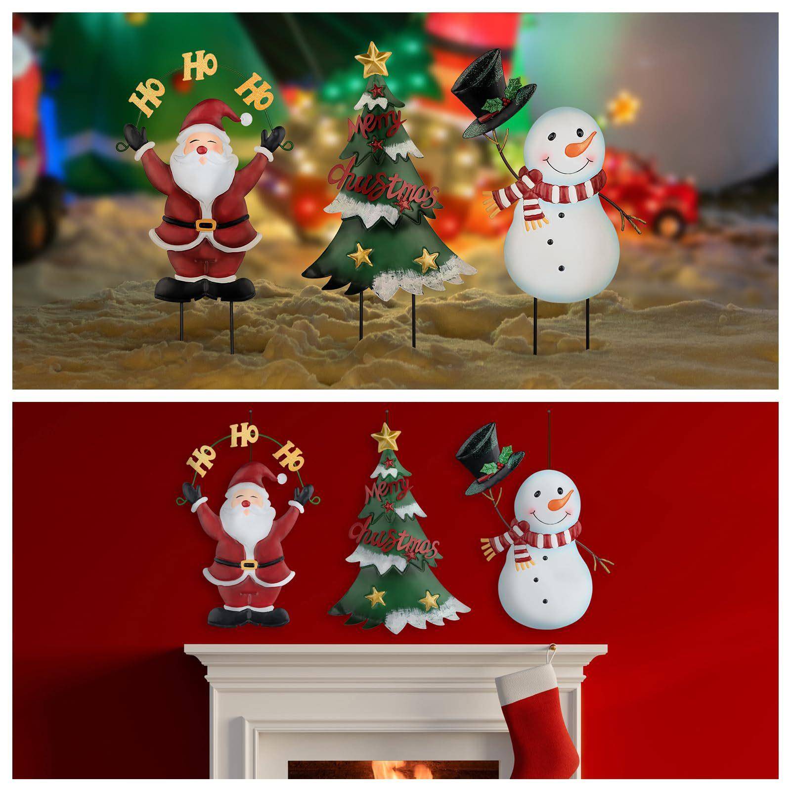 铁艺铁皮919花装饰摆件花插雪圣老园人花诞插氛围摆人件