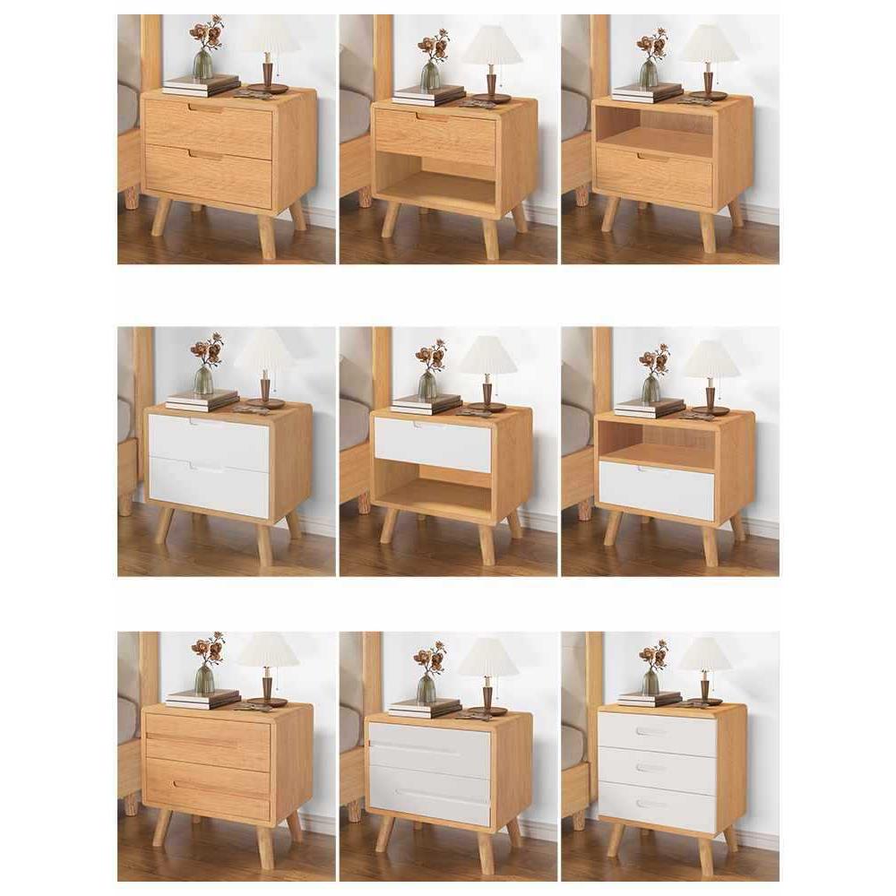 纯用收纳卧橡木原色简约家现代迷你储985物实木木室床头柜床边柜