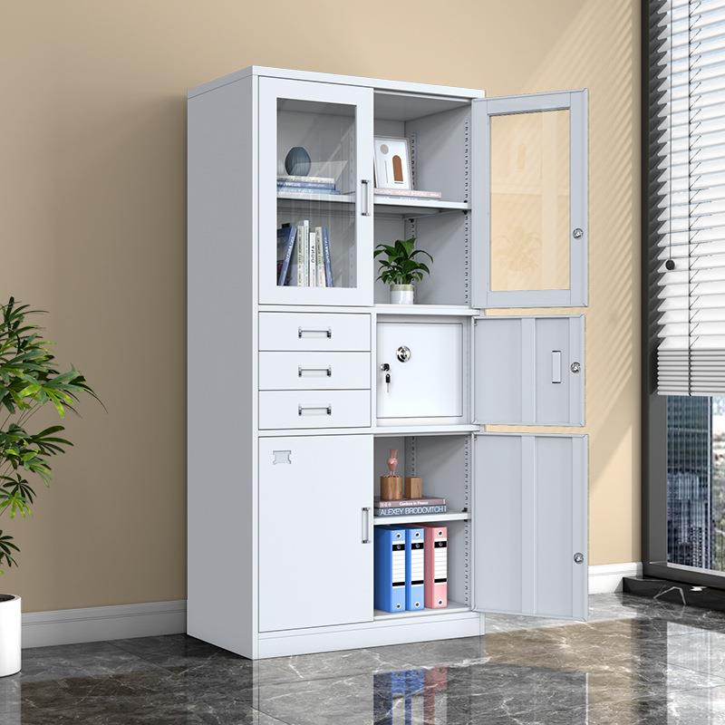 偏三保料文件柜办公柜室铁皮资档柜带锁多层凭证密码锁抽屉DVT书