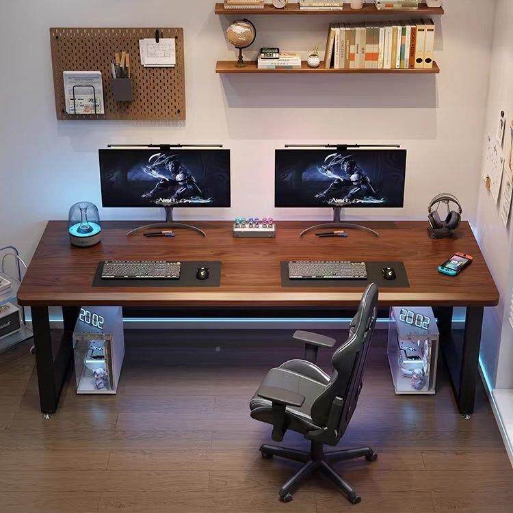 实木双人CAV电脑家用办公桌卧工作长条原木简约台书台式电室竞桌