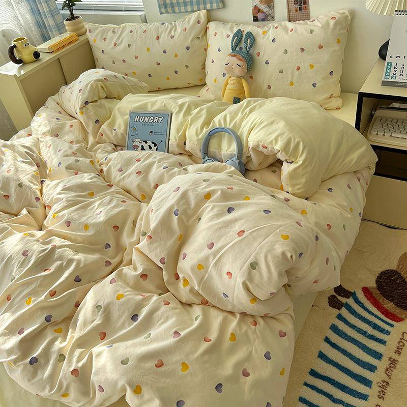 新款类水洗四件套床上用品纯学棉床单被套A被YS-88888罩床棉笠生