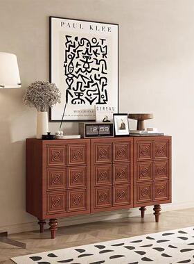 美式实木餐柜中PPR风艺术黑色储物柜边客意式轻古奢边柜厅高端玄
