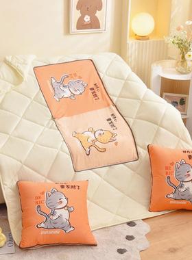 用抱枕子加两厚办公室折叠被午睡TIO枕头毯子二合一沙发汽车车靠