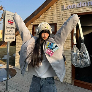 Amoeba原创国潮魔术贴设计飞行夹克春季新款美式街头宽松男女外套