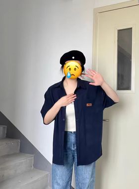 酒酿丸子ALOHA 复古港风慵懒松弛感灯芯绒条纹短袖衬衫夏季情侣装