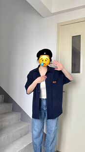 酒酿丸子ALOHA 复古港风慵懒松弛感灯芯绒条纹短袖衬衫夏季情侣装