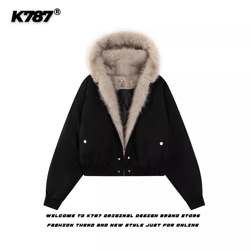 座山雕cleanfit毛领短款加厚外套