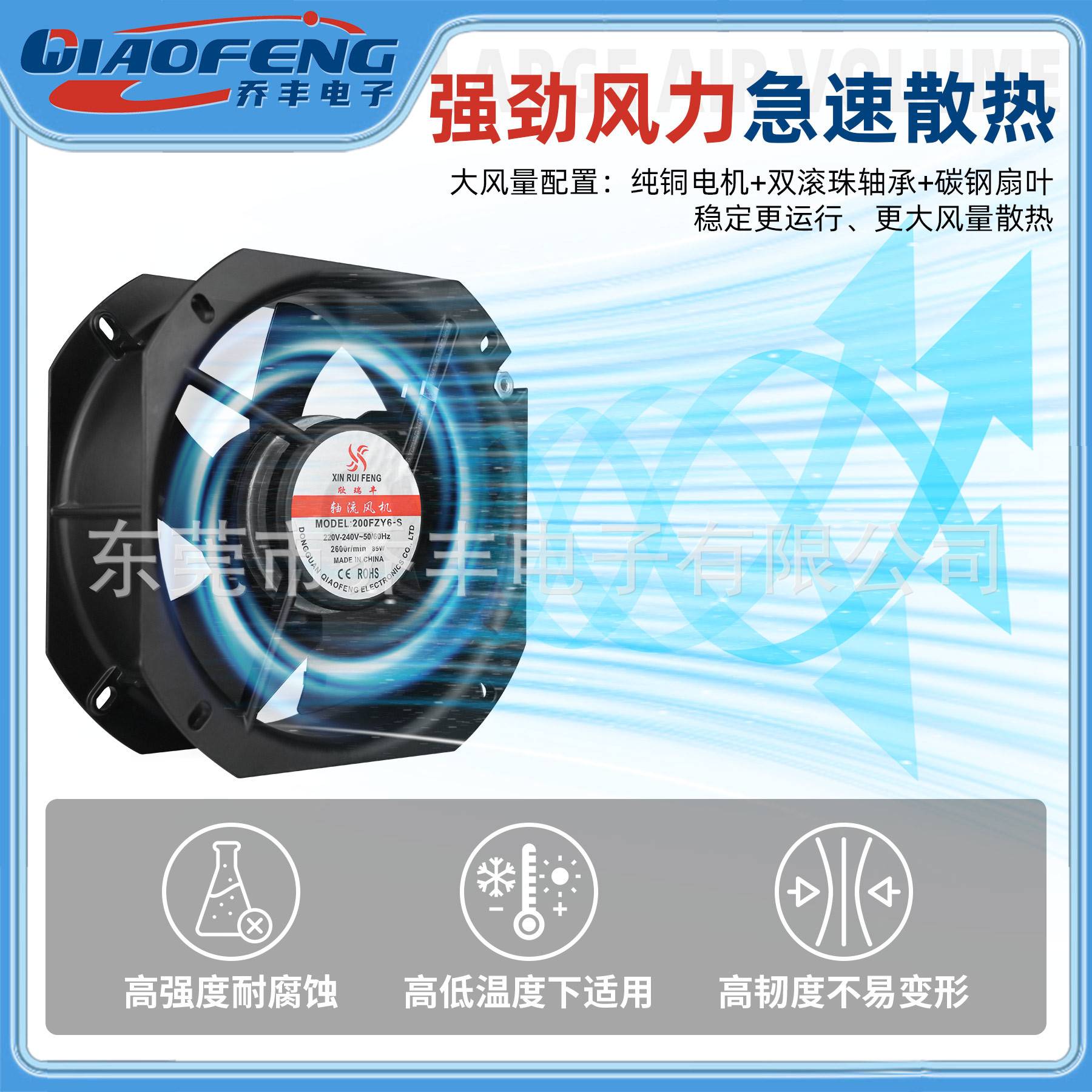200FZY6-S轴流风机220/380v 2/3/8-S 22580配电箱机柜散热风扇225