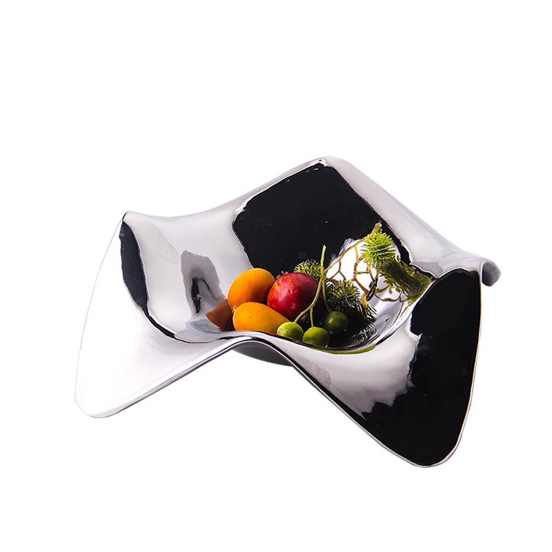 现代客轻奢异形陶瓷果盘样板间售中QYV楼心工摆艺品餐桌厅软装饰