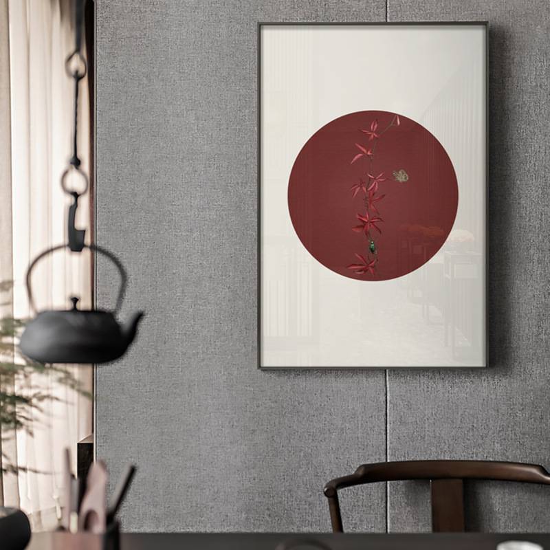 新中式禅意装饰画红色蝴蝶挂画民国风客厅玄关书房民宿酒店壁画图片