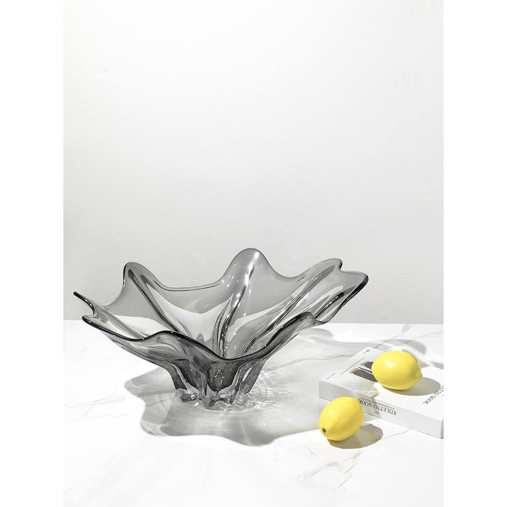 现代奢玻璃大果盘设计轻师客厅托茶几摆件板间软装桌面MQM样收纳