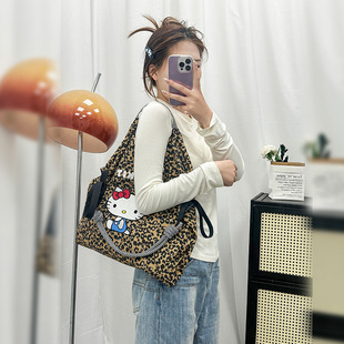 豹纹包ballchain联名款 KT凯蒂猫刺绣购物袋单肩斜挎女包2026新款