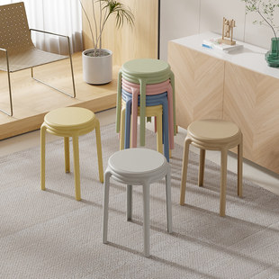 速发塑料加厚家用可叠放凳子大桌板凳圆用商凳椅子备用餐人凳高凳