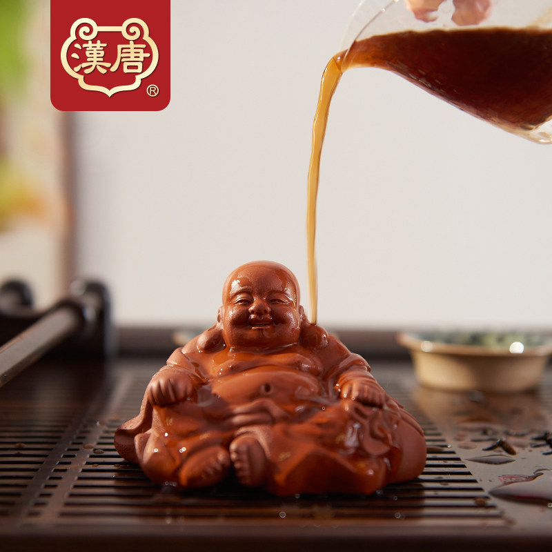 速发勒唐紫砂茶宠 宜茶紫砂弥汉佛开心佛手工雕塑摆件兴玩功夫茶