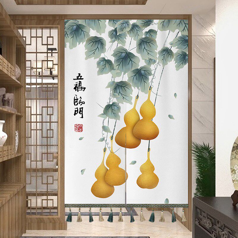 速发中式古风流苏门帘家用卧室装饰隔断帘入户厨房卫生间遮挡帘挂
