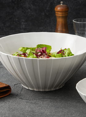 速发优格线纹尖角陶瓷碗家用202沙新款5拉碗斗碗碗高级感大笠汤碗