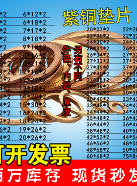 速发Mmm耐高温紫铜垫片船用紫铜密M垫圈M25封2720M5M8M40紫铜垫
