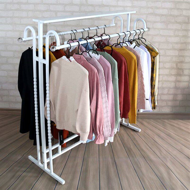 速发铁艺复古服装架服装店衣架展示架落地式装店陈列中岛架复古货