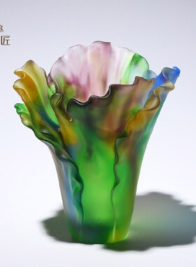 速发法古琉璃工艺品花寂侘瓶风摆件客厅插花乔迁新居礼物高档大气