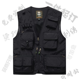 速发马甲202g新款光春秋高端印lo4o字反男多口袋摄影钓鱼安全背心
