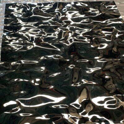 速发新品水波纹不锈面顶售楼展示x室内装饰天花吊板压花金属镜钢