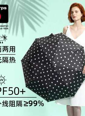 knirps防紫外线晴雨伞三折黑胶超强防晒遮阳轻便女士礼物