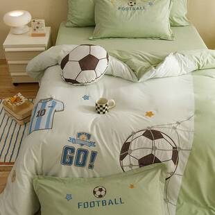 男孩儿童纯棉水洗棉四件套足球卡通全棉被套床上用品三件套青少年