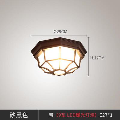 美式入户花园灯玄关过式文艺吸顶道防水吸防潮室外阳台顶灯欧门廊