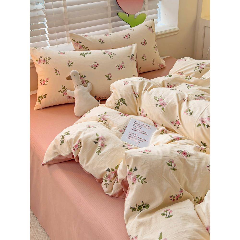 四件套床上品用床单被纯套棉水洗棉床笠被学生宿舍罩单人FGQ床三