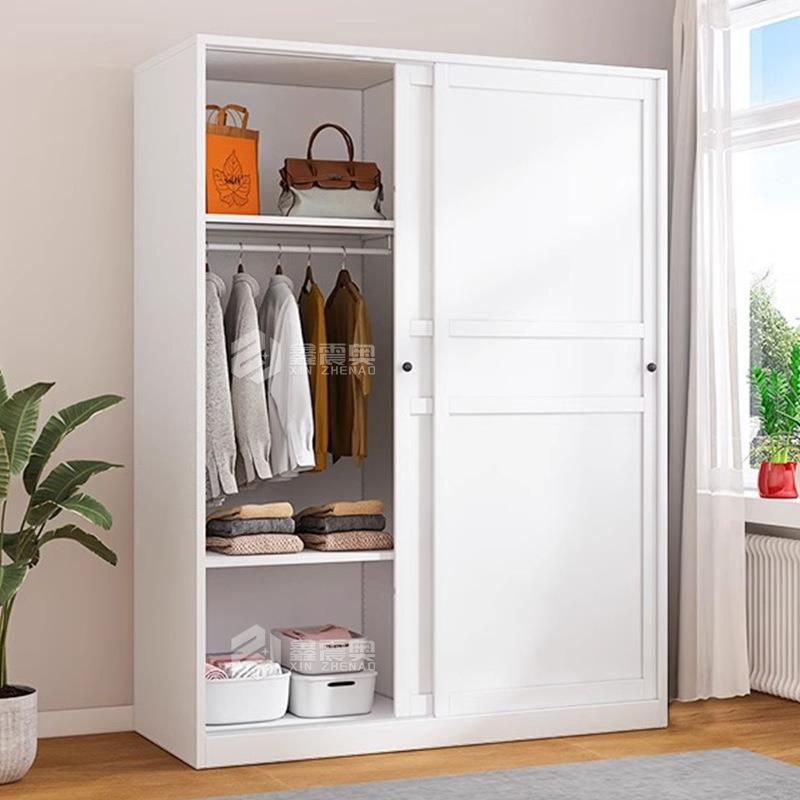 衣柜家用卧室推拉门简约阳台柜大容量钢制收纳柜衣厨极简移门衣柜