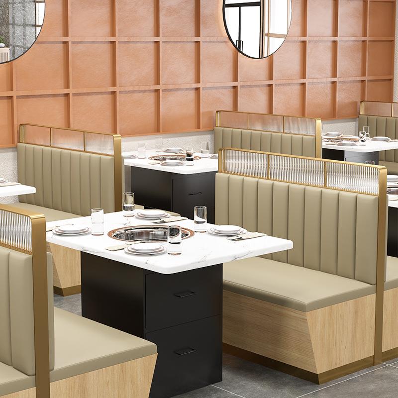 商用饭店靠背餐椅西餐厅餐饮店食堂火锅店靠墙卡座沙发餐桌椅组合
