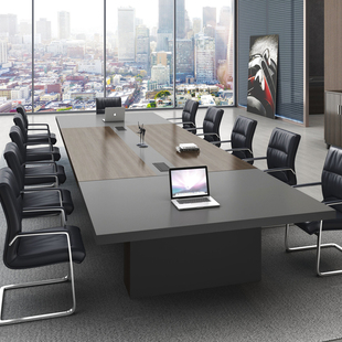 大型会议桌长桌简约现代条形洽谈培训桌长条办公家具会Y议桌椅组