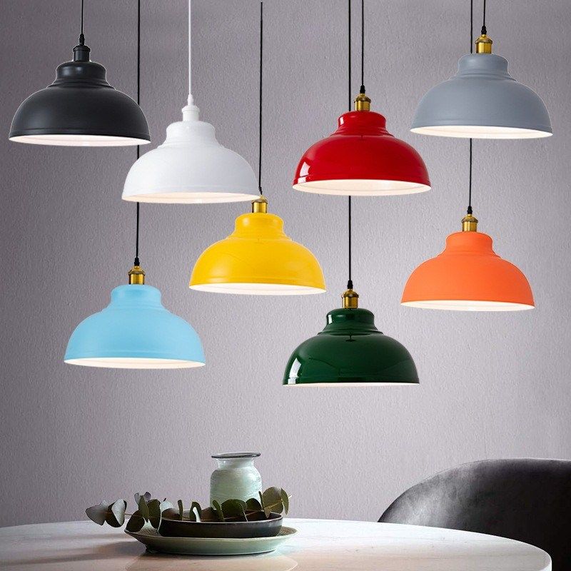 工业风吊灯单头餐厅吊灯港式红色烤肉店火M锅店吊灯饭店彩色灯罩,家装灯饰光源,餐厅吊灯,淘宝优惠券,粉丝福利购,淘宝优惠卷