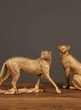 现代简约豹子动物家居客厅电x视柜办公桌面摆设创意酒柜装饰品摆