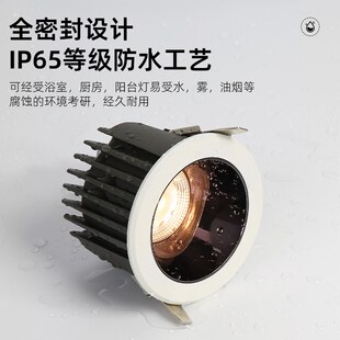 浴室防水筒灯IP65卫生间防雾防潮洗手H间厨房全光谱防眩射灯嵌入