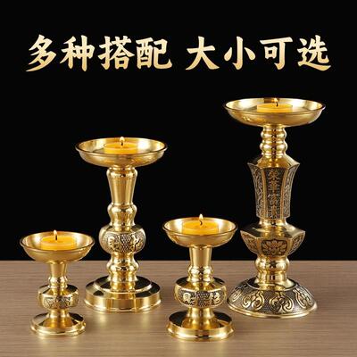 纯黄铜香炉蜡烛台套装摆件家用烛台台座复古香烛台底座Z插蜡烛蜡